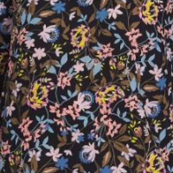 NWT CeCe Demure Floral Whinsy Black Statement Long Sleeve Shirt Blouse Top Sz M - Picture 2 of 2